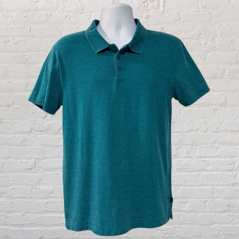 Lucky Brand Venice Burnout Polo Shirt Men’s Medium Teal Short Sleeve Casual